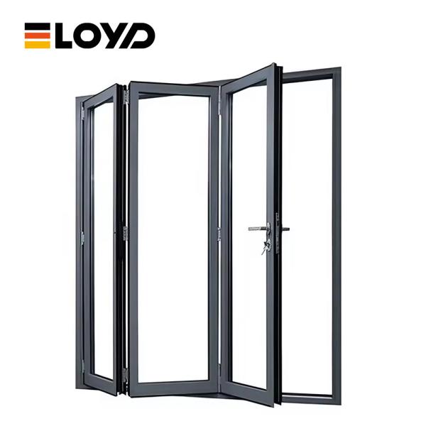 Stacking Exterior Accordion Folding Patio Doors Black Aluminium Frame Custom