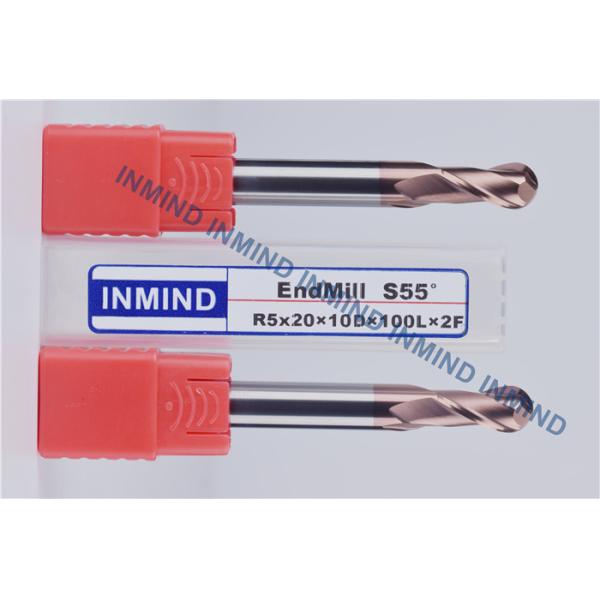 Long Flute Ball Nose End Mill with 100 mm Length 10 mm Dia 0.5 - 0.6 UM Grain Size