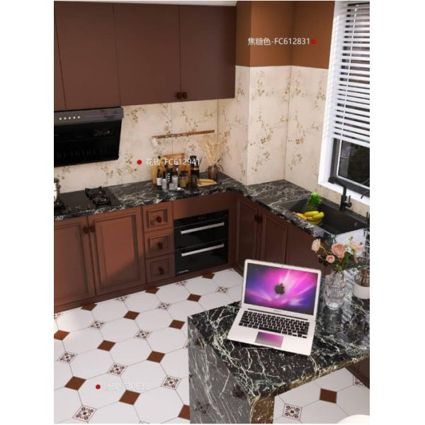Flowers Ceramic Matt Finish Wall Tiles Waterproof Non-slip Porcelain Tile for Bathroom Kitchen Wall and Floor Decoration
