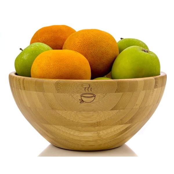 Organic Handmade Bamboo Salad Set , Wooden Salad Serving Bowl 8 Inch X 4 Inch Diameter