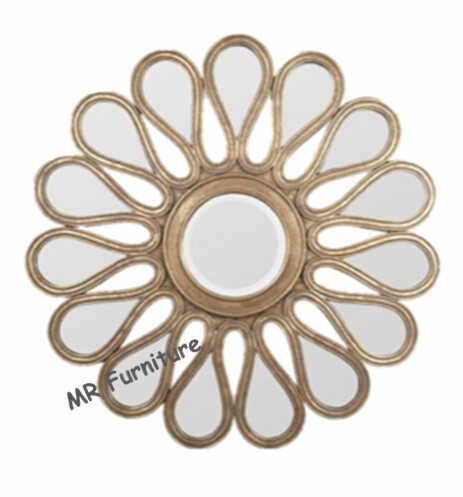 Mosaic Shell Mirrored Metal Wall Art , Decorative Round Mirror Wall Art