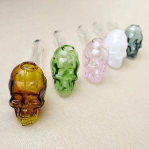 Cheap Skull Pyrex Glass Bubbler Pipe / Oil Burner Bong Pipe Nail Small Size for sale