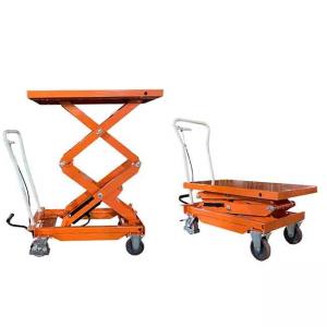 Cheap Mobile 300kg Manual Scissor Lift Tables Platform 1010mmx520mm Max Height 1585mm for sale