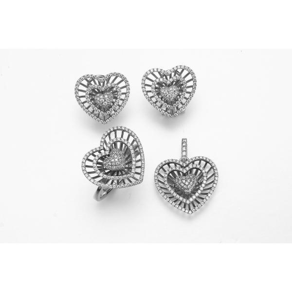 Heart Pendant 925 Sterling Silver Personalized Bracelet Earrings Ring Necklace women Jewelry Set