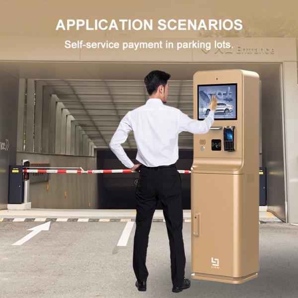Outdoor Parking Lot Payment Kiosk With 21.5 Inch HD Touch Screen Camera Bank Card Reader Intercom QR Code Scanner Printer