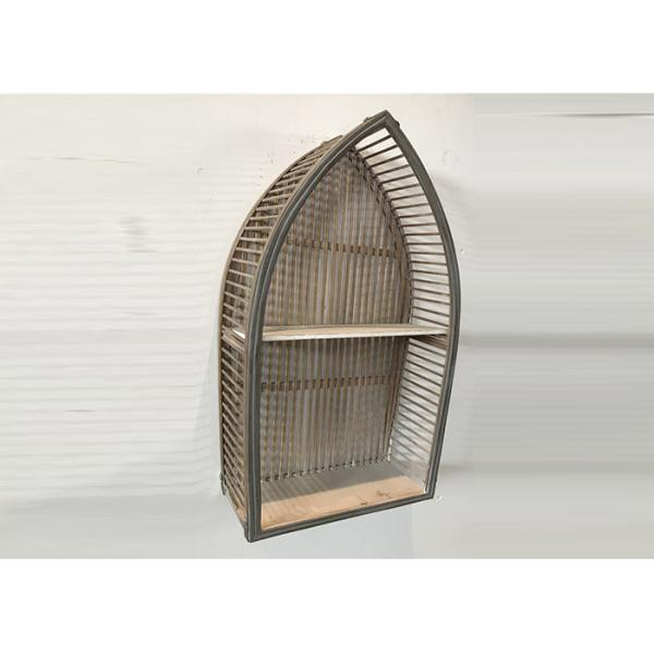 ZY919105 17 Inch High Retro Bamboo Wall Shelf Mid Century Shelving Display Shelves