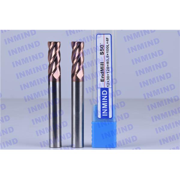 SiN Coating 12 mm Dia R0.5 Corner Radius End Mill 4 Flute 30 mm Cutting Length