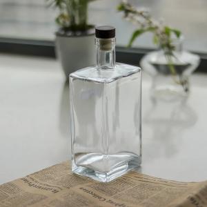 Cheap Rectangular Glass Spirit Bottle Square Glass Whisky Vodka Bottle Custom Glass Bottle for sale