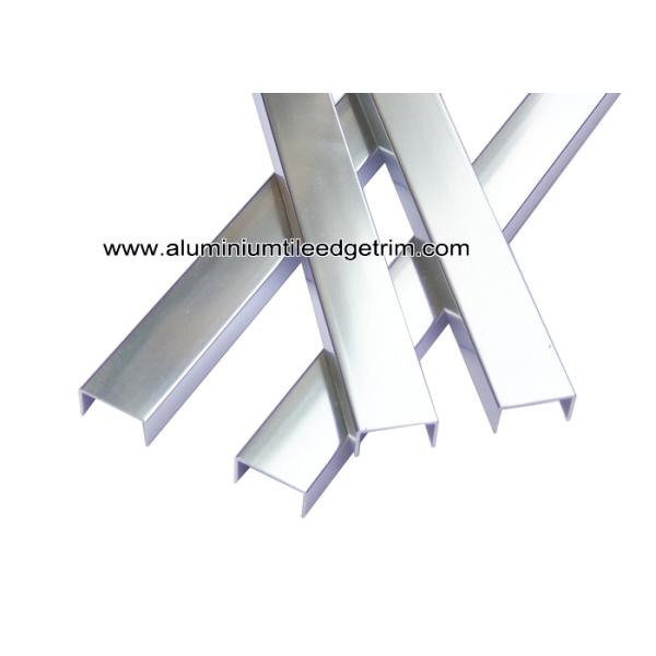 U20mm Glossy Silver U Shaped Aluminum Splint / Channel / Brace For Border
