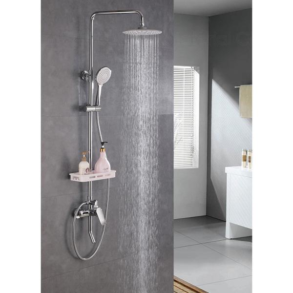 Dual Handle Bath Shower Mixer Set , Chrome Wall Mounted Shower Faucet Kits
