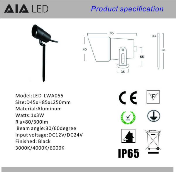 3W IP67 waterproof outside LED spot light &spike led garden light/ LED lawn light garden lamp