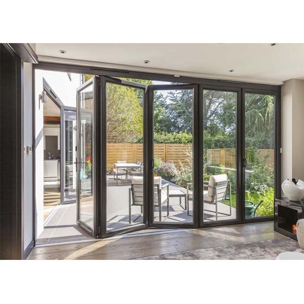 Fire Proof Aluminium Bifold Patio Doors , Residential Folding Doors With Louver Inside
