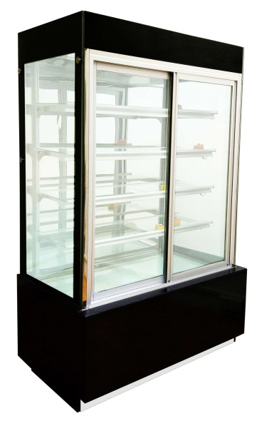 Curved Glass Door With 3 Shelf Cake Display Showcase For  Snack In Bakery Shop