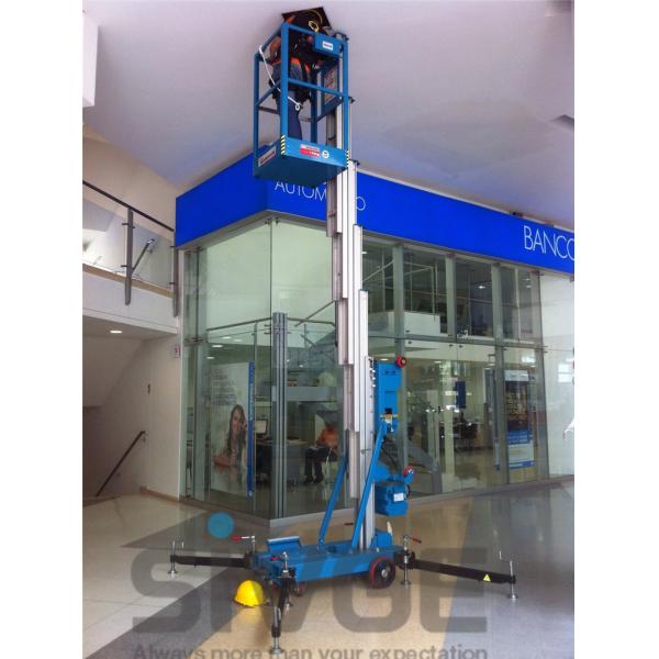 10m Single Mast Blue Hydraulic Lift Ladder 120kg Load For Office Buildings