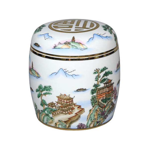 Landscape Design Ceramic Memorial Urns For Human Ashes 24x23cm Wear Resistant