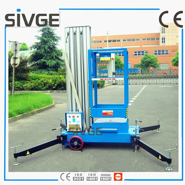 10m Single Mast Blue Aerial Working Platform Aluminium Alloy With 120kg Load