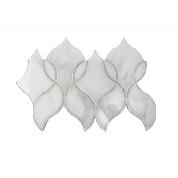 Irregular Waterjet Mosaic Tile , Mosaic Bathroom Floor Tile For Hotel Reception Designs