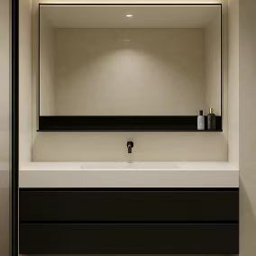 Modern LED Light Bathroom Vanity Cabinet Solid Plywood Bathroom Storage Cabinet