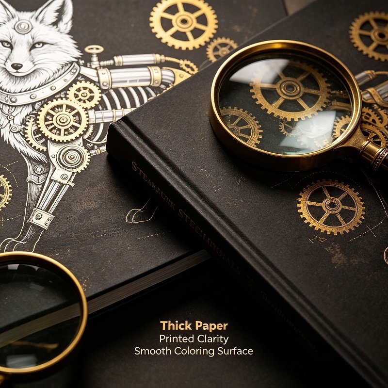 Steampunk Mechanical Animals Coloring Book Hardcover For Stress Relief