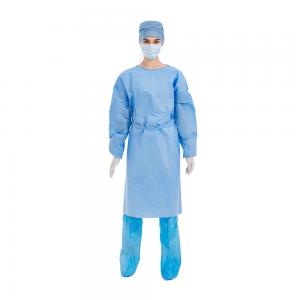 China Level 3 SMS Medical Disposable Non Woven Isolation Gown Blue on sale