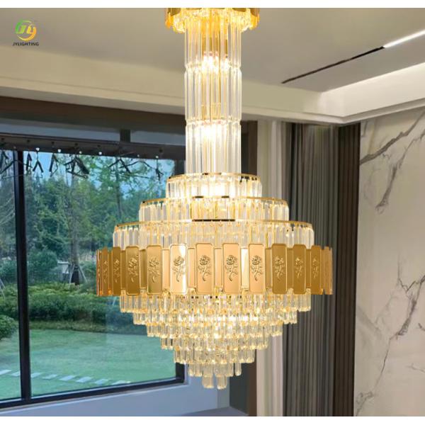 JYLIGHTING Post-Modern Light Luxury Villa Loft Apartment Spiral Staircase Living Room Crystal Pendant Light