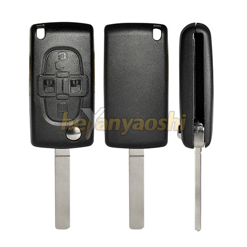 VA7T / VA2 4 ButtonS Flip Key Case , Lock / Unlock / Door Folding Remote Key Folding Shell for Peugeot