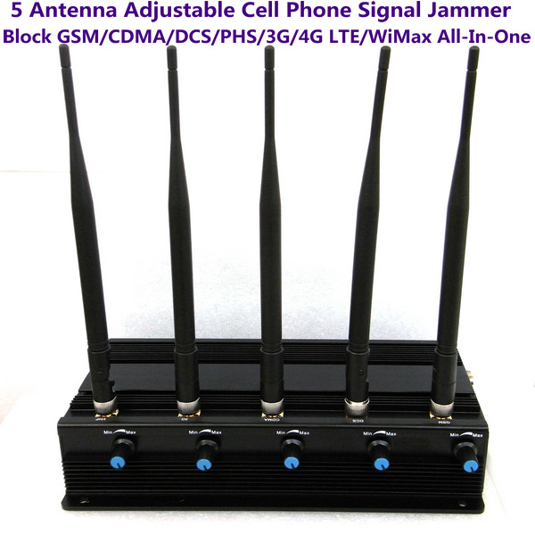 5 Antenna Power Strength Adjustable Mobile phone Jammer GSM/CDMA/DCS/PHS/3G/4G LTE/WiMax