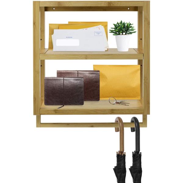 Kitchen Household Bamboo Wall Shelf Sustainable Wooden For Bathroom