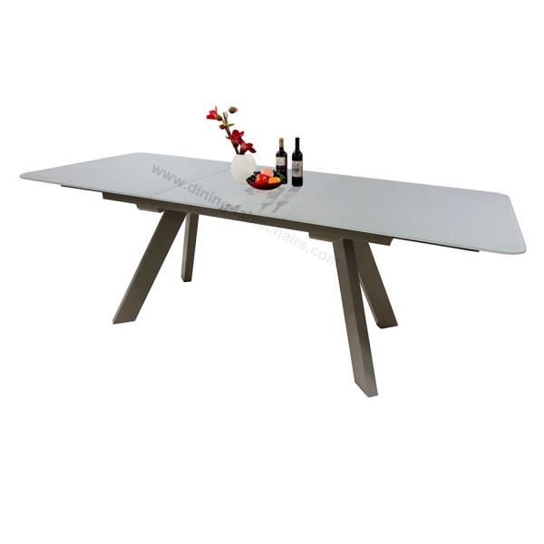 Stylish Painted Tempered Glass Dining Table , Rectangular Extension Dining Table