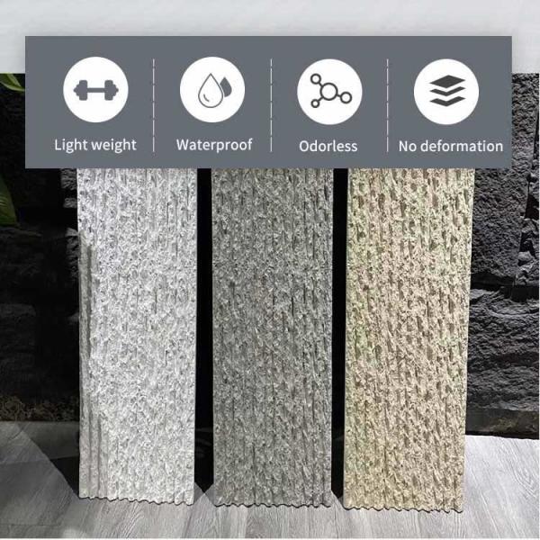 Polyurethane PU Stone Panel Wall Faux Lightweight 120 * 60cm