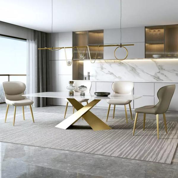 Light Luxury Italian Furniture Dining Table 220*120*75cm Rock Board Dining Table