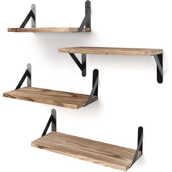 Floating Shelves, Rustic Wood Shelves, Wall Mounted Shelf for Bathroom Decor, Bedroom, Living Room and Plants