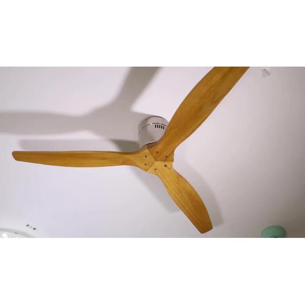 OEM ODM Vintage Home 1320mm Matt White Natural Wood Ceiling Fan Light 6000K