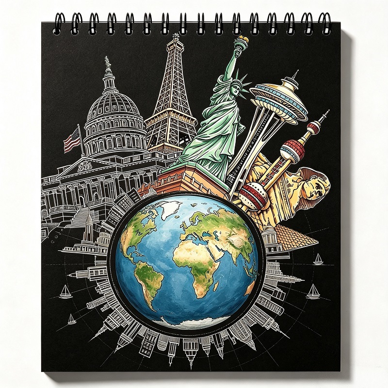Custom Illustrated Travel Coloring Book Perforated Tear‑Out Pages