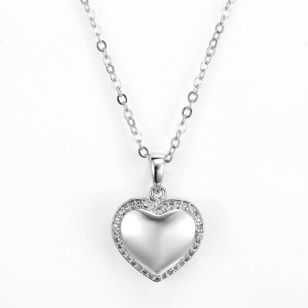 3.15g 925 Silver CZ Pendant Rhodium Valentines Day Heart Pendant
