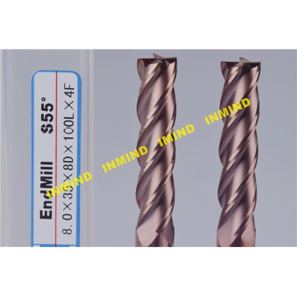 10 mm / 12 mm Metal Cutting Tools Extra Long CNC End Mill 4 Flute With AlTiN Coating