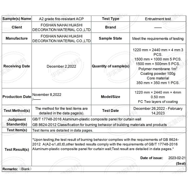Brushed Fire Rated ACP Sheets 1220mm Width Aluminium Sandwich Panel