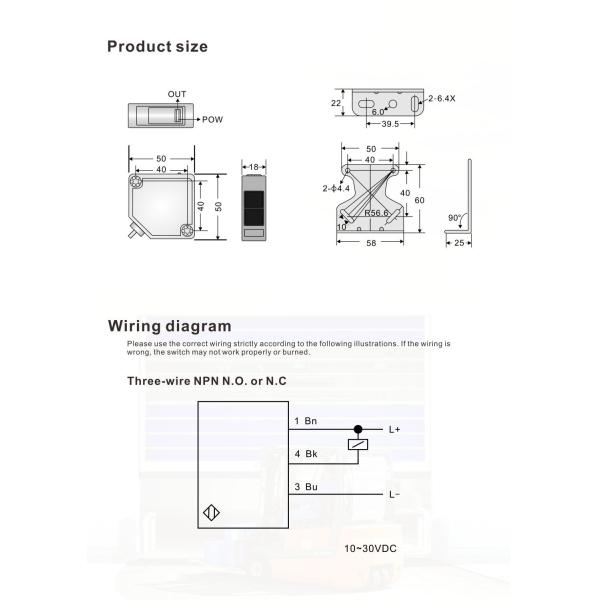 Reflective Infrared Sensor IP65 Relay Output 7m Detection Range For Door Safety
