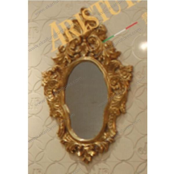 Shaped Wall Dresser Mirror with Carven frame golden color AG-308