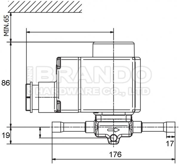 Dimension of 032L1225 EVR15 7/8 Inch Refrigeration valve