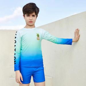China Gradual Blue 3PCS Swimwear Set Boy Split Lively Outdoor Long Sleeve Boys Swimwear on sale