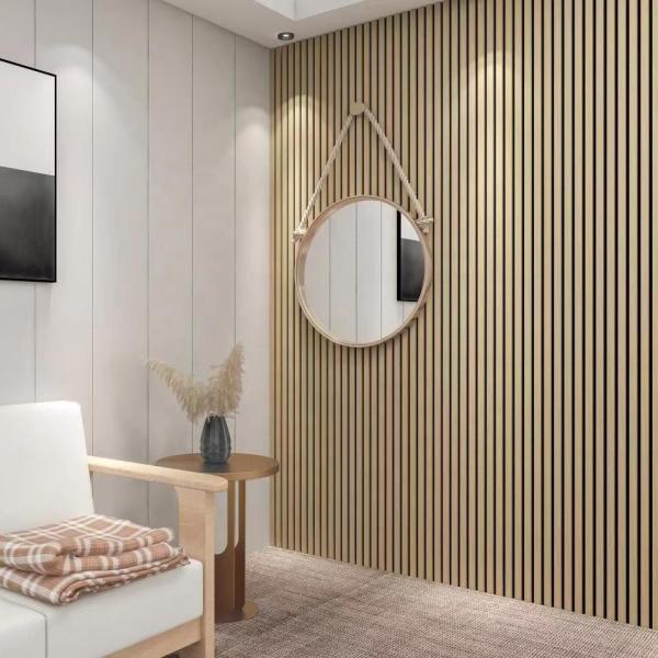 Tech Oak Walnut Wooden Veneer Wood PET Noise Absorbing Wall Panels Wood Slat Acoustic Panel