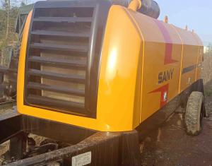 Cheap Yellow Used Sany Trailer Mounted Concrete Pump 180KW HBT8018C for sale