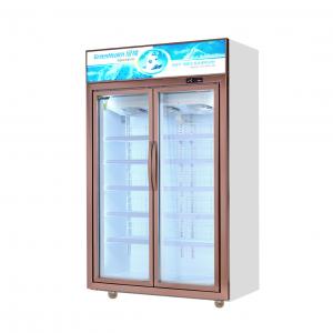 Cheap Silver / Champagne Color Glass Door Freezer With 5 Layers Shelves 1100L for sale