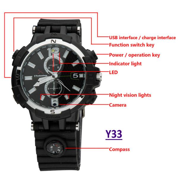 Y33 8GB 720P WIFI IP Spy Watch Camera Home Security Smart  Remote CCTV Video Monitor IR Night Vision Nanny Baby Monitor