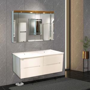Cheap Floating PVC Bathroom Cabinets Mirrored Bathroom Double Vanity for sale