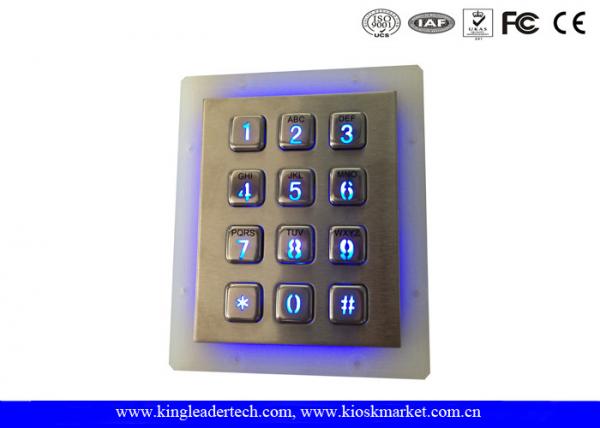 Quality Outdoor Security Backlit Metal Keypad Vandal Resistant Garage Illuminated Numeric Keypad wholesale
