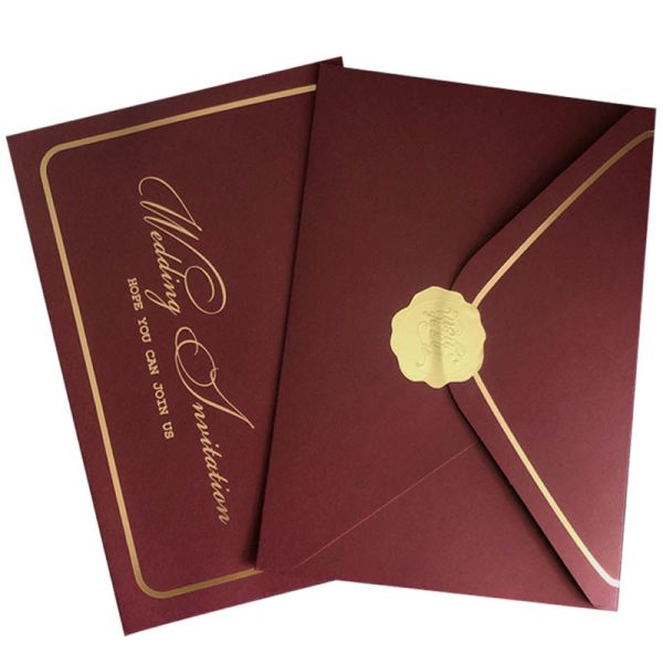 Luxury Red Wedding Gift Card Envelopes 5x7 4x6 with Folding Invitations