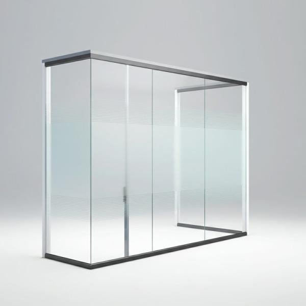 Single Glazed Office Tempered Glass Partition Wall Convenient Operability