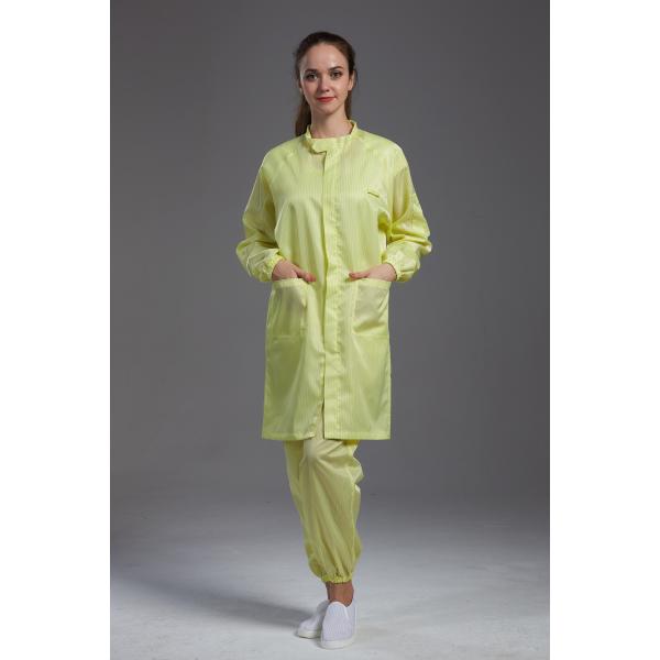 Anti Static ESD labcoat smock Resuable Class1000 with straight open zipper stand collar